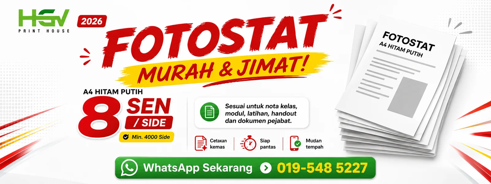 Fotostat Murah Serendah 8 Sen/Side