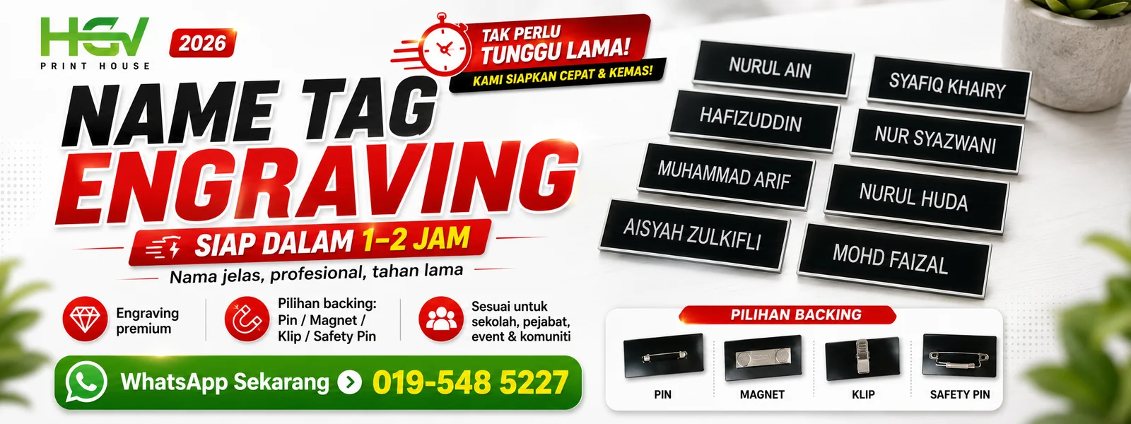 Nametag Engraving Siap Dalam 1-2 Jam