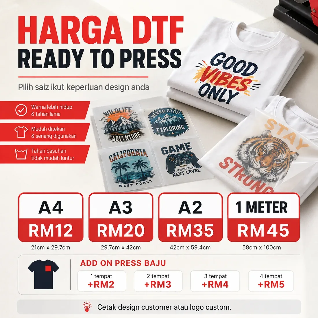 Harga DTF Ready To Press