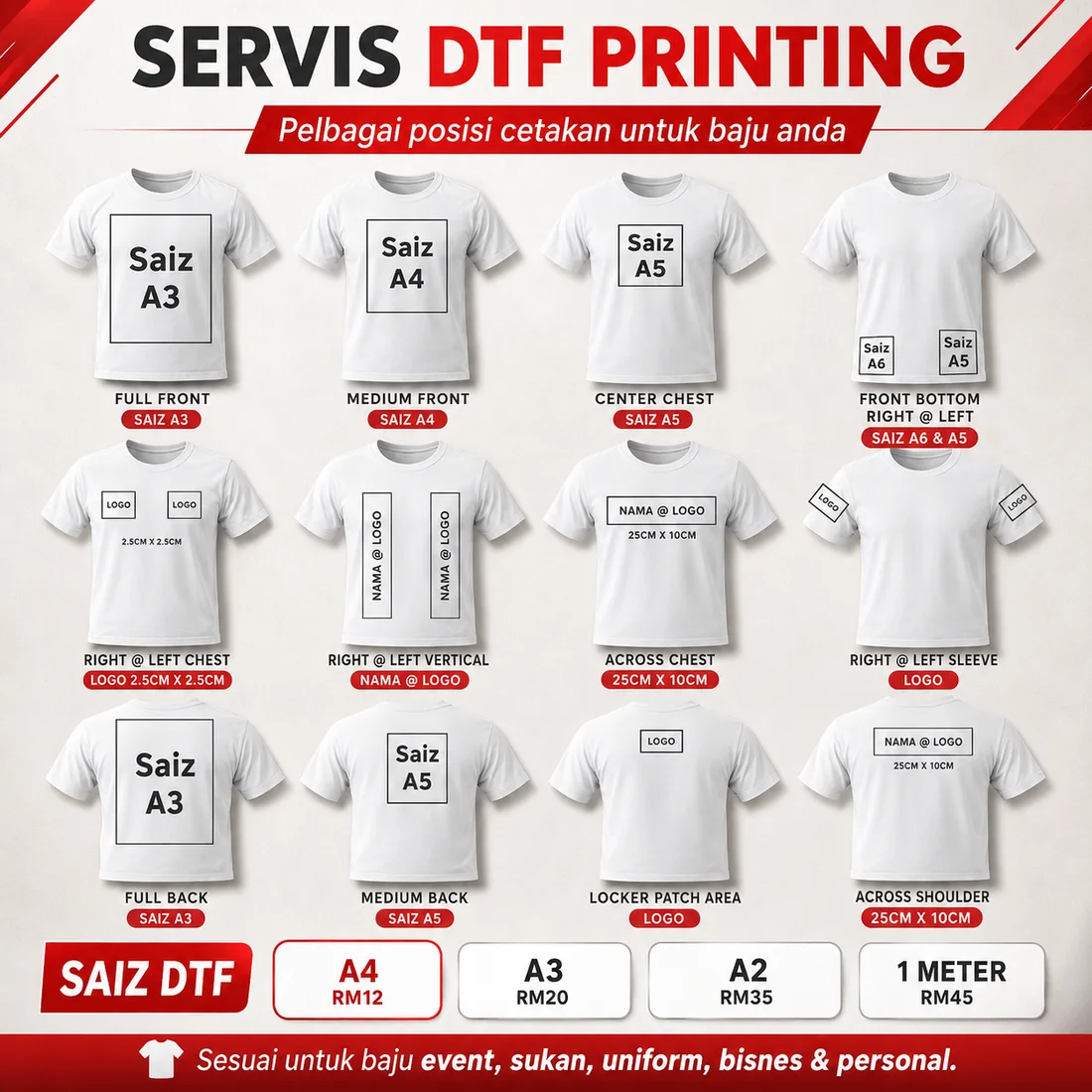 Servis DTF Printing Position