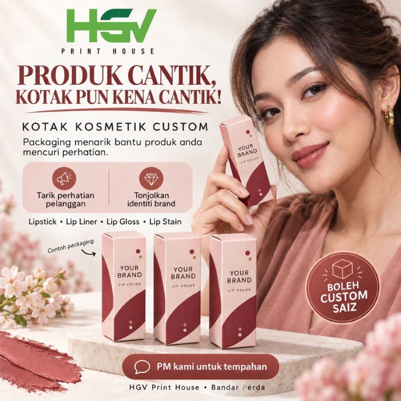 Kotak Lipstick Liner Gloss Stain - kotak kemas untuk brand lebih meyakinkan