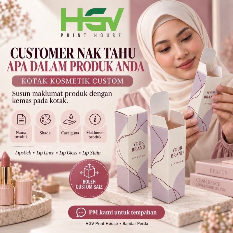 Kotak Lipstick Liner Gloss Stain - kotak ikut saiz produk anda