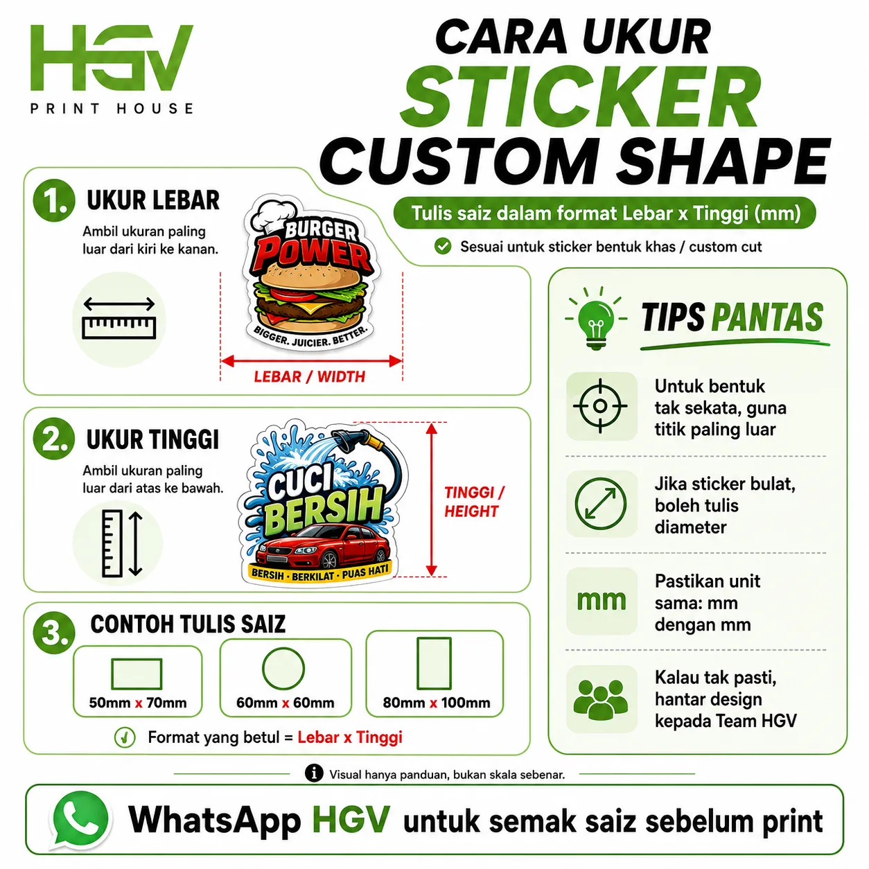 Cara ukur sticker custom shape — lebar × tinggi