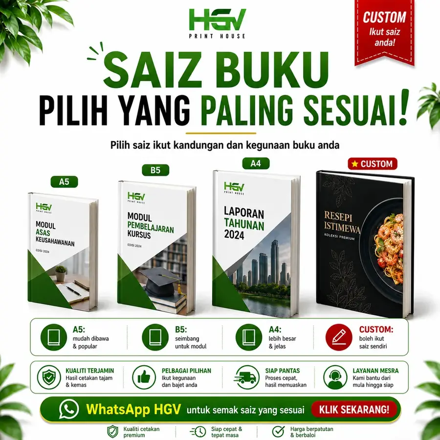 Saiz Buku Pilih Yang Paling Sesuai
